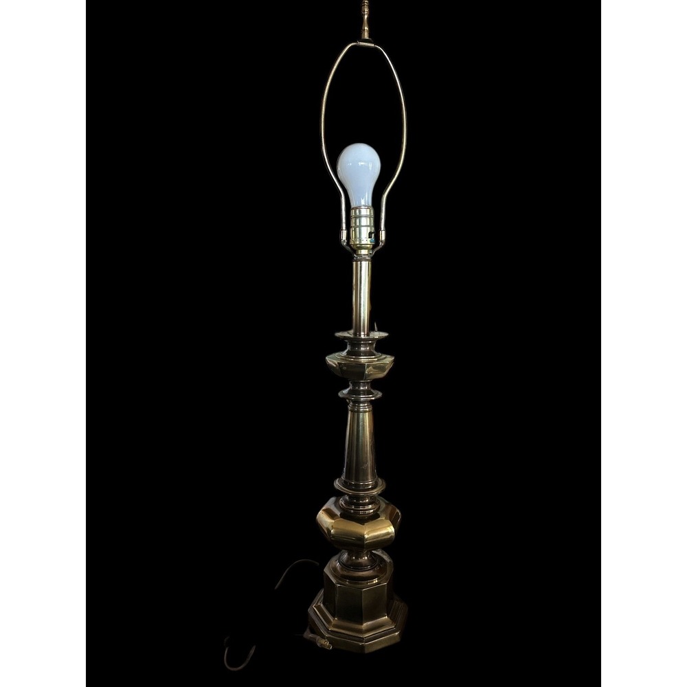 Vintage 1980's Stiffel Burnished Solid Brass Table Lamp Hollywood Regency 23.5"